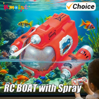 2.4G Mini Remote Control Boat Toy RC Spray Water Gasboat Electric Waterproof Fighting Ship for Pool Water Toys with LED Lights