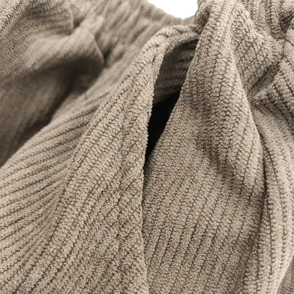 Vintage Cord-Midirock für Damen, mit elastischem Bund, A-Linie, brauner Rock mit Taschen, Herbst/Winter, lässiger Vintage-Langrock für Frauen – Detail 9