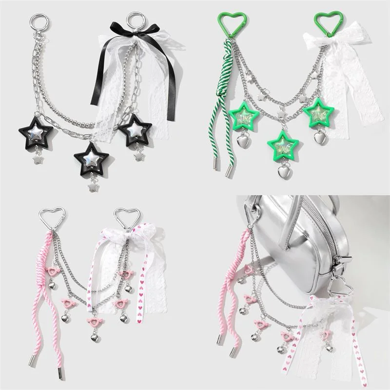 

Красивый декор для рюкзака «сделай сам», лента с бантом, звездное сердце, пряжка «Девичье любовь»; Очаровательный ремешок-брелок, подвеска, милые подарочные украшения