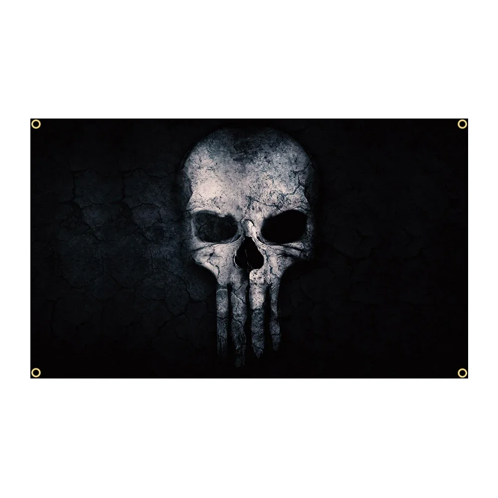 装飾用の薄い頭蓋骨旗、パニッシャーバナー、3x5ft、90x150cm