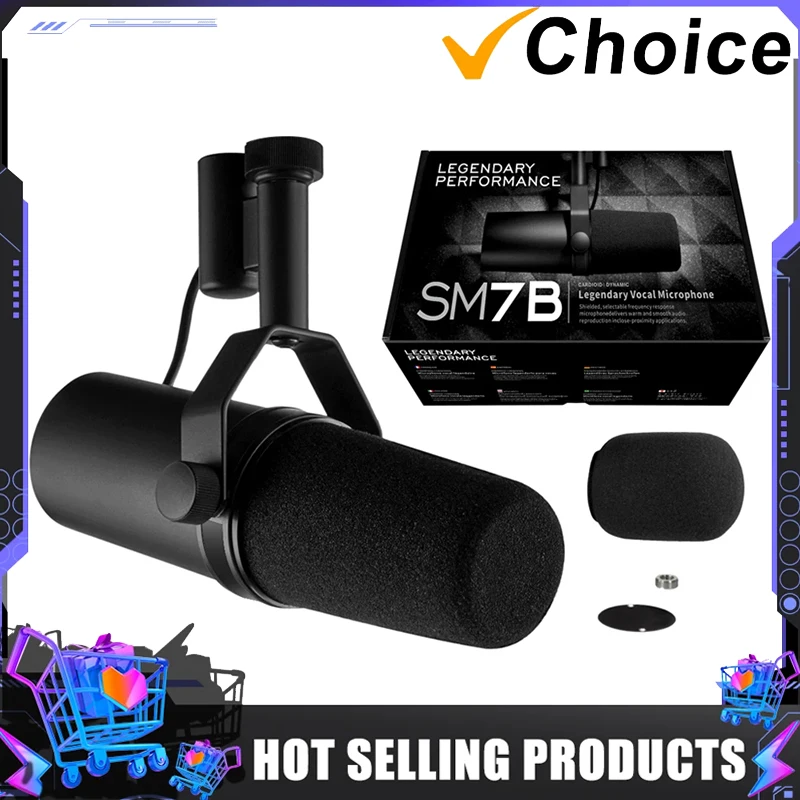 SM7B Cardioid Dynamic Microphone Sm7b 7B Studio Selectable Frequency Response Microphone for  Live Stage Recording Podcasting