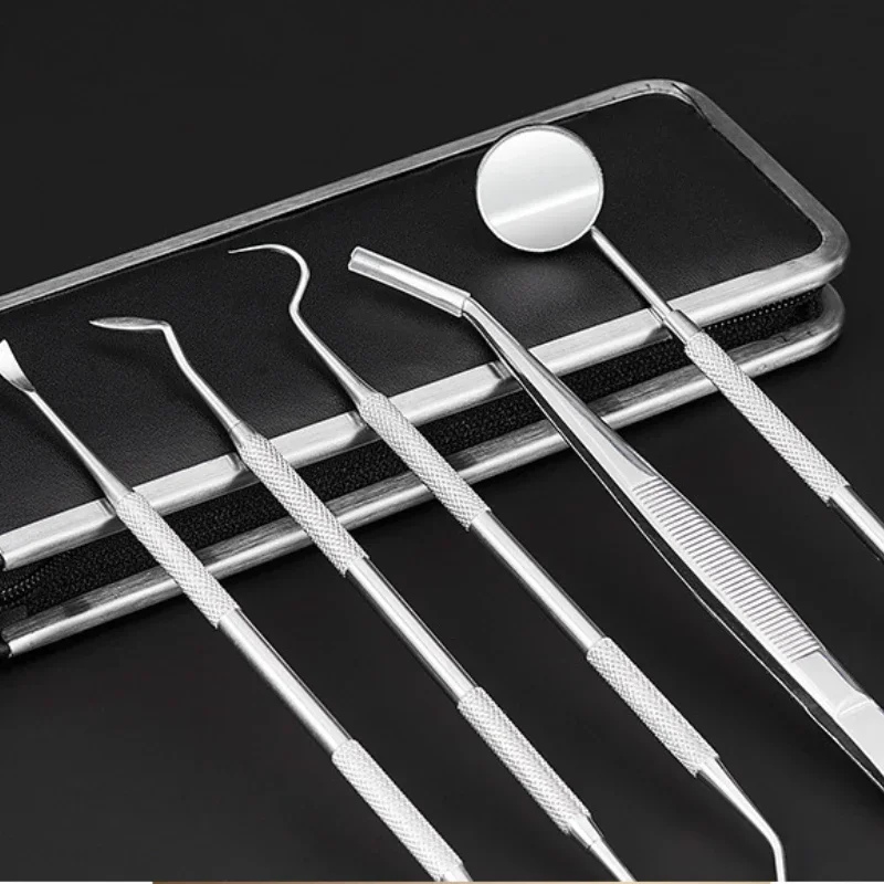 4/5/6 Pcs Stainless Steel Dental Dentist Prepared Tool Set Instruments Tweezer Hoe Sickle Scaler Mirror Tartar Tooth Cleaning