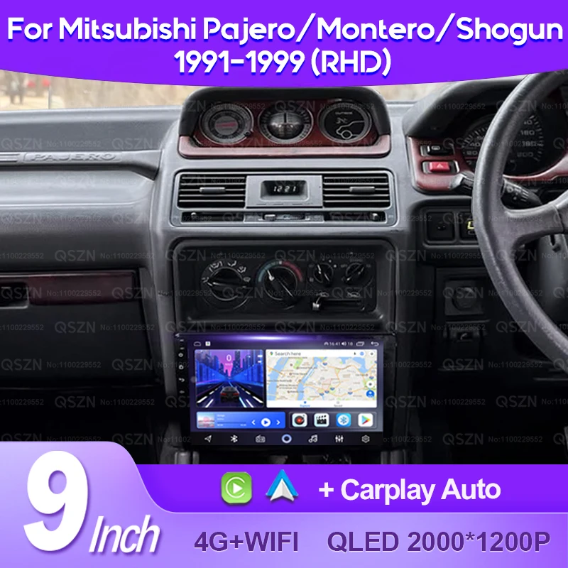 QSZN para Mitsubishi Pajero/Montero/Shogun 1991-1999 RHD Android 13 Radio de coche reproductor de vídeo Multimedia CarPlay Auto GPS unidad principal