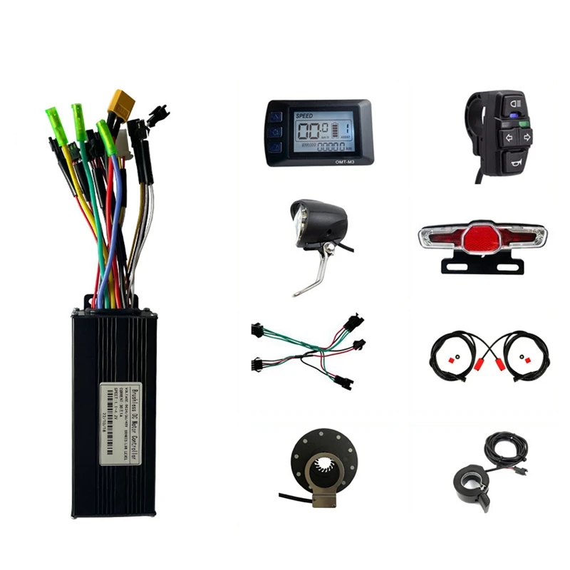 36V 48V 750W 1000W M3LCD Display Panel Electric Bicycle Scooter Brushless 30A Controller Kit With E-Bike Light