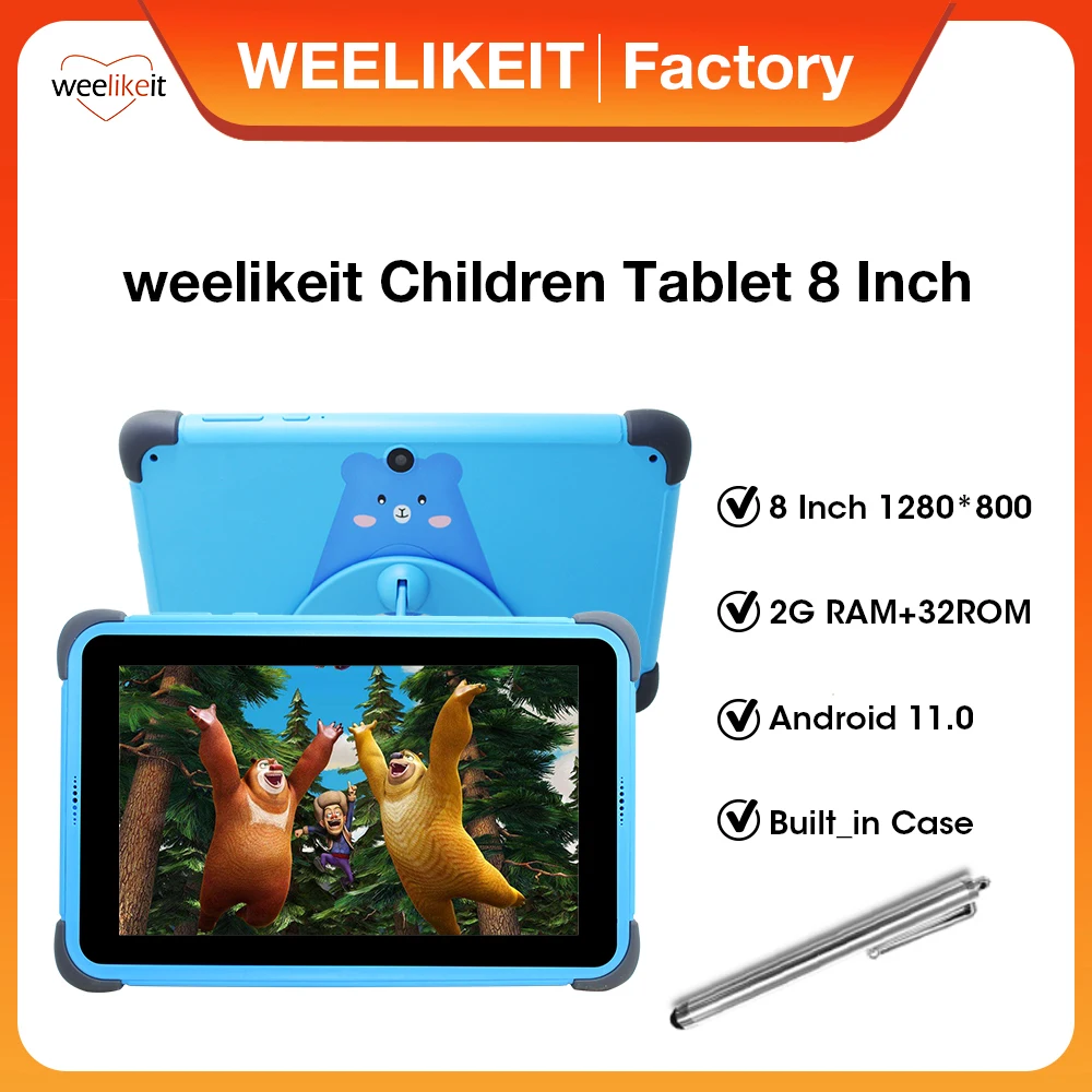 Weelikeit 8 Inch Kinder Tablet Android 11,0 1028X800 IPS Kinder Tablet für Studie 2GB 32GB Pädagogisches Tablet für student 4500mAh