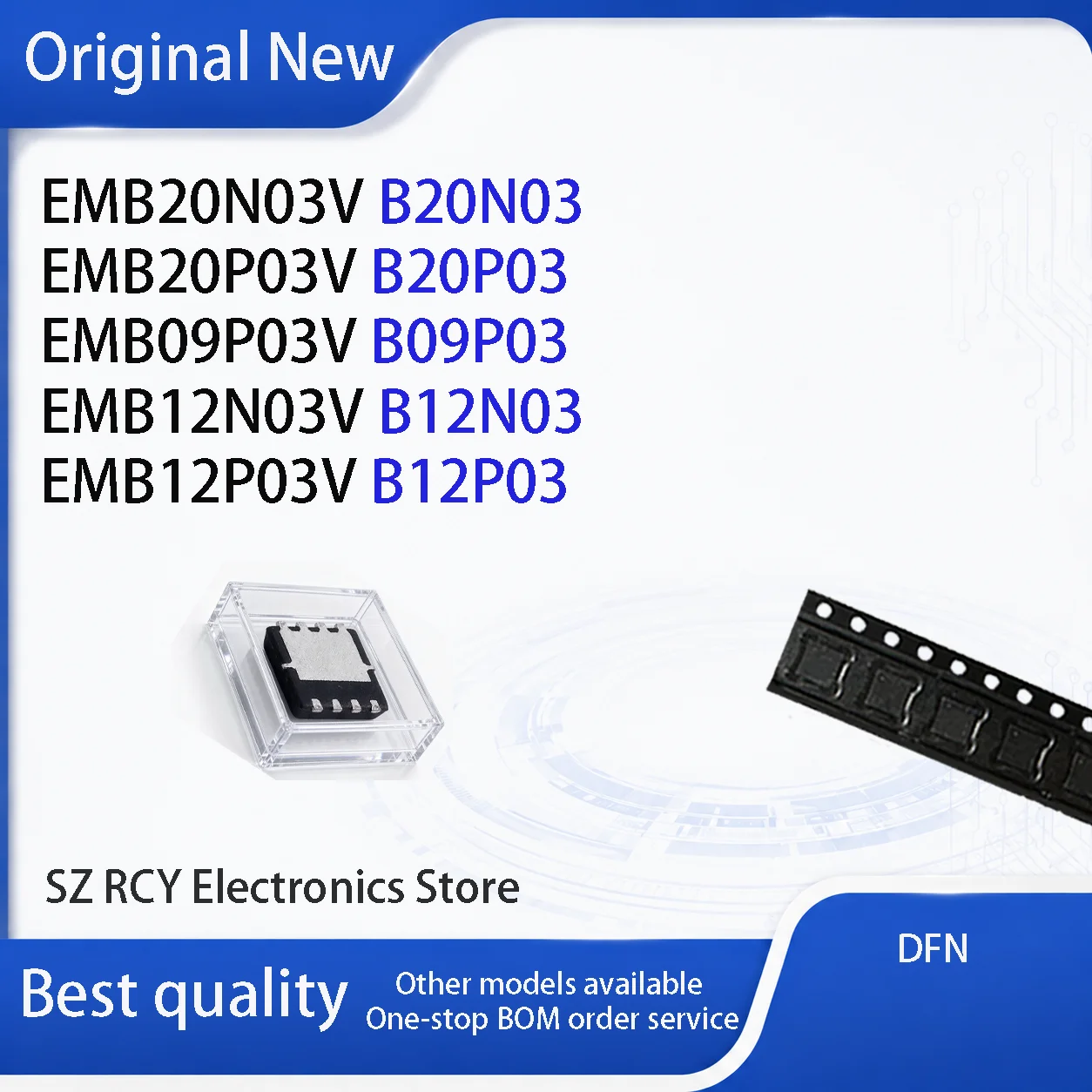 (5-30 PCS)NEW EMB20N03V B20N03 EMB20P03V B20P03 EMB09P03V B09P03 EMB12N03V B12N03 EMB12P03V B12P03 DFN3x3 MOSFET IC Chip