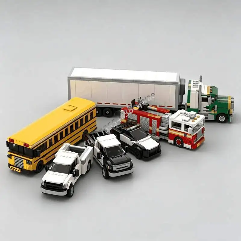 NEW 3450Parts Service Vehicle Pack Six Vehicles MOC Vehicle Model Custom Puzzle DIY Assembly Building Blocks Toy Collection Gift