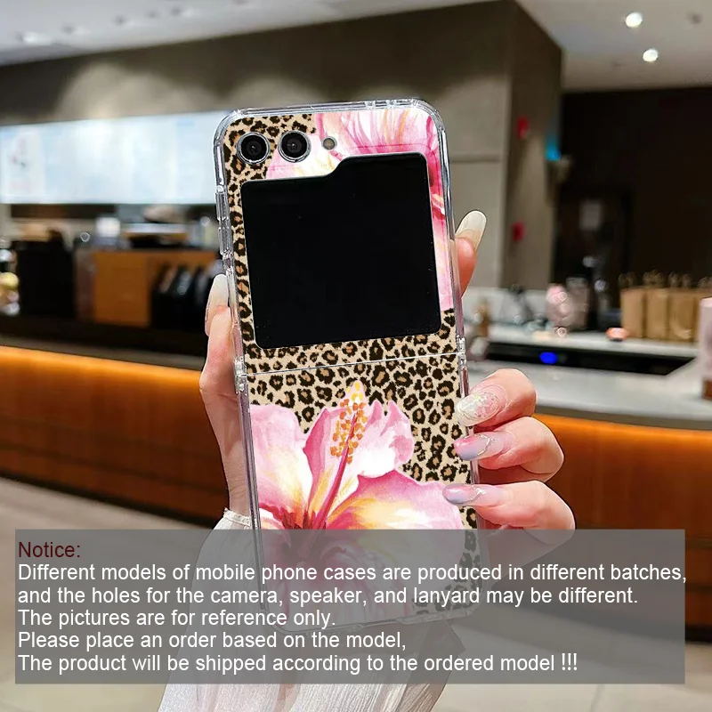 Retro Pink Hibiscus Flower Leopard Print Phone Case for Samsung Galaxy Z Flip 7 Flip6 5 4 3 5G Folding Cover for Z Flip7 Flip 5