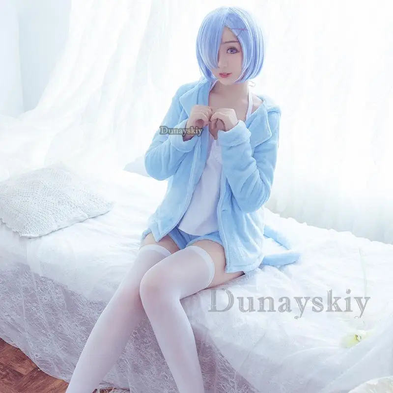 Ram Rem Cosplay Meid Sexy Kat Oor Ver Kostuum Kara Hajimeru Isekai Seikatsu Halloween Loli Jurk Vrouwen Anime Pyjama Pruik