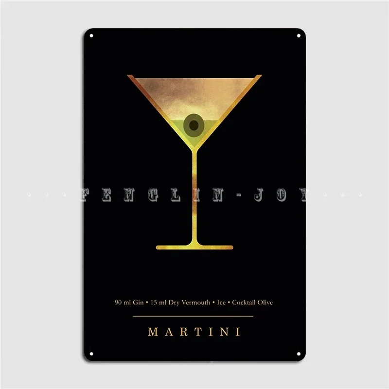 Martini Cocktail Classic Cocktails Series Poster Metal Plaque Funny Mural Plaques Club Home Tin Sign Poster