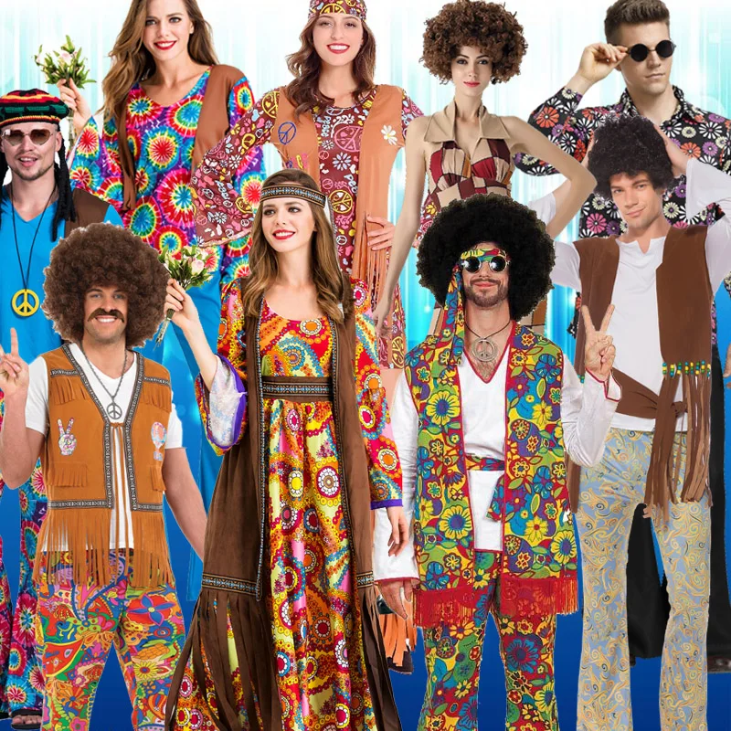 loween Hip Hop Performance Costume 7080s Retro Disco Hippie Cosplay Stage Performance Clothes Women's Ethnic Faion