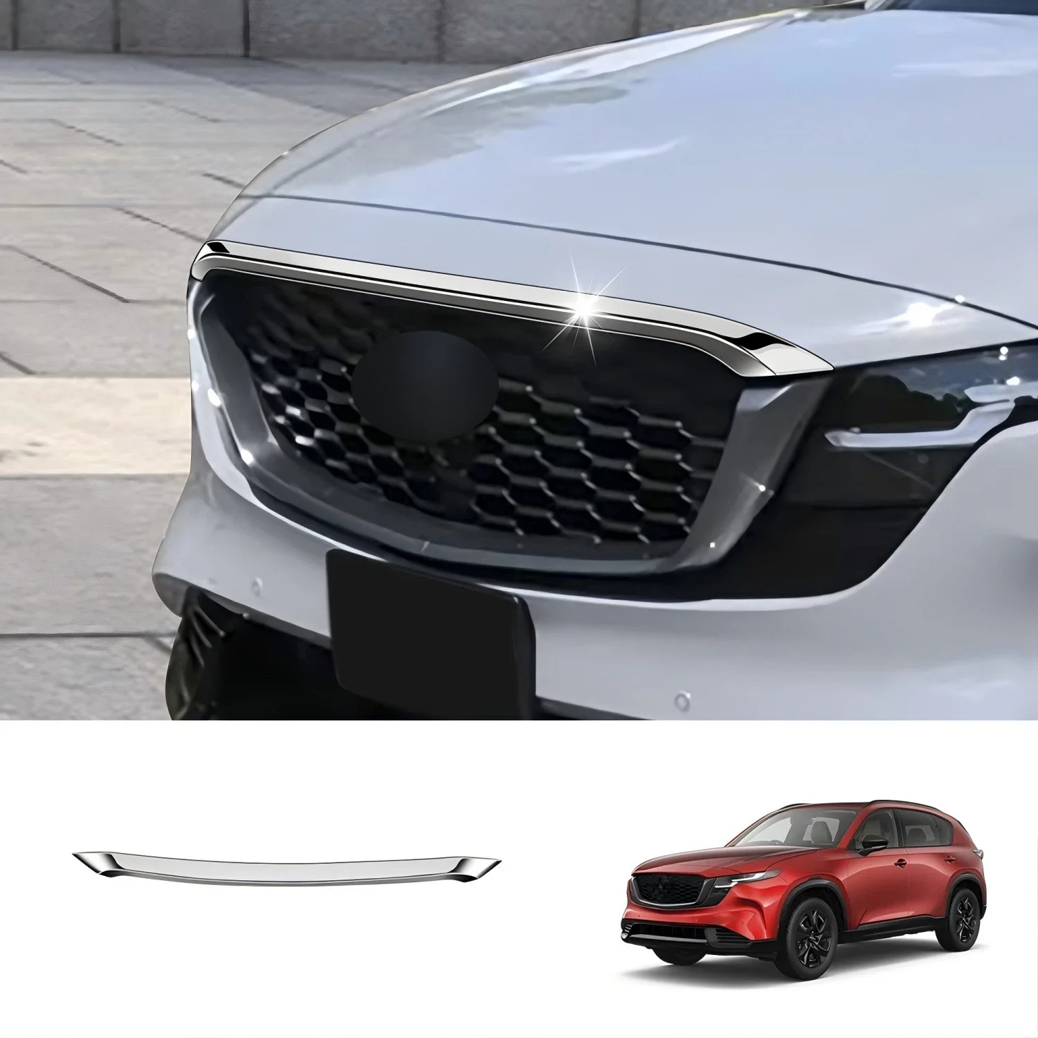 Image of Neu! Für Mazda CX-5 KM 2026 Glänzend Schwarze Vordere Mittelgrill-Oberleiste Zierleisten Abdeckung Auto-Außenausstattung