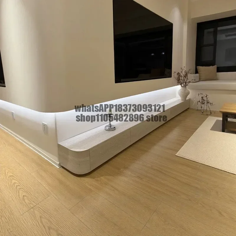 Travertine rock slab TV cabinet living room home floor storage locker integrated light luxury high sense