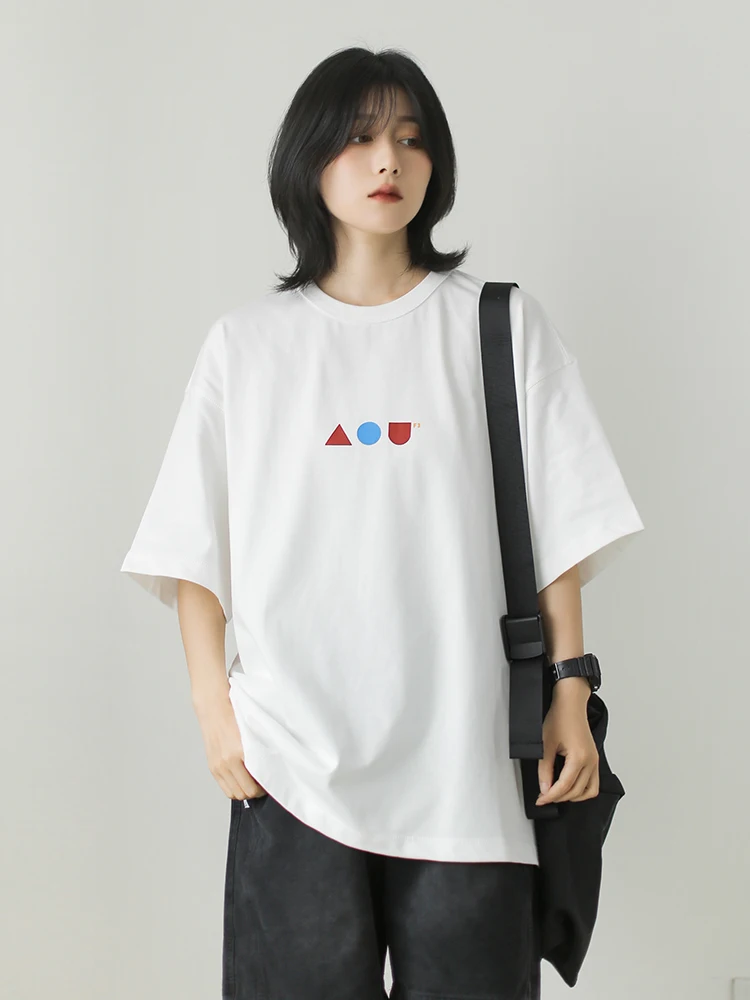 Summer American Style Heavyweight 320G Creative Design Printed Basic Cotton T-Shirt Short Sleeve Loose Unisex Half Sleeve