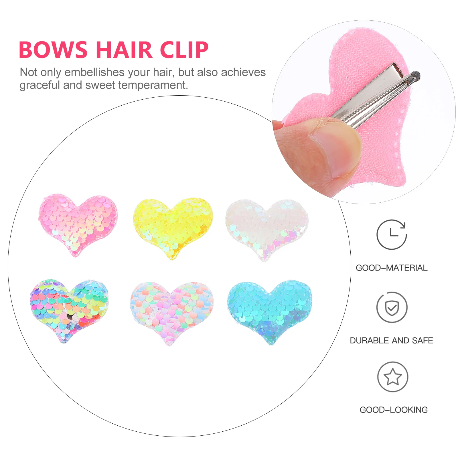

12pcs Heart Hairpin Glitter Clips Valentine Day Side Barrette Kids Clamp Adorable School Reward Christmas Gift Fit Any