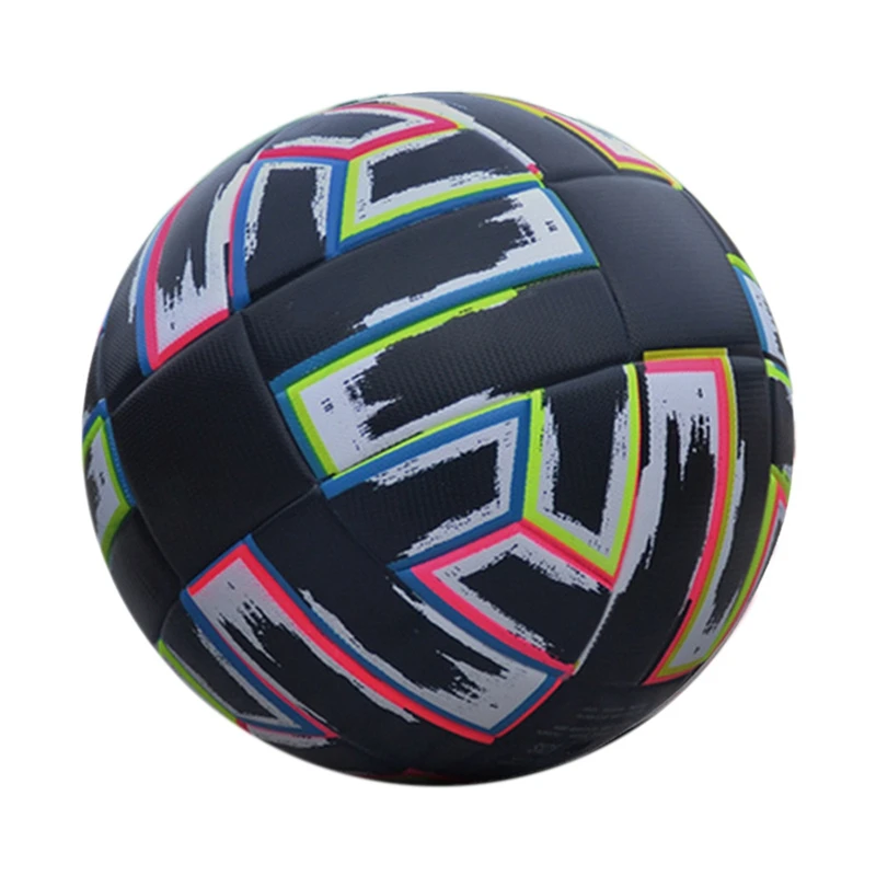 Soccer Ball Size 5 Black PU Non-Slip Grass Football Adult Indoor Outdoor Wear-Resistant PU Soccer Ball