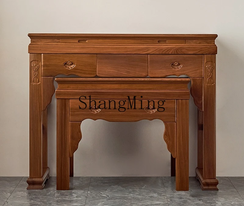 ZYY مجموعة طاولة من خشب الساج خزانة منزلية طاولة بوذا من الخشب الصلب حافظة بخور طاولة تقديم إله الثروة #1