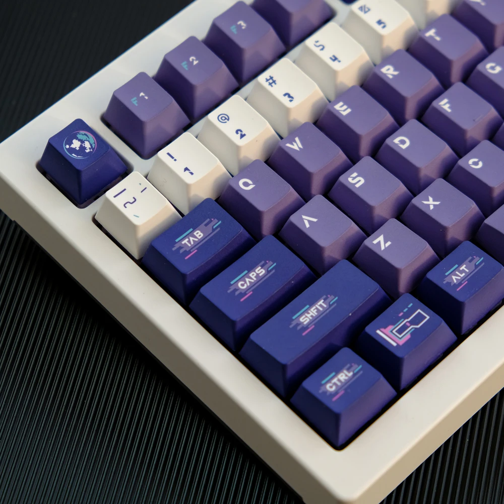 129 Keys GMK Cyberpunk Keycaps Cherry Profile PBT Dye Sublimation Keycap Blue Purple For MX Switch Mechanical Keyboard GK61