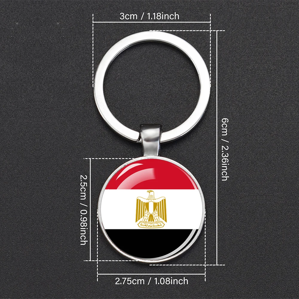 Middle East Countries Flag Keychains Double Sided Glass Dome Pendant Key Chains Lebanon Qatar Iraq Israel Palestine Flag Keyring