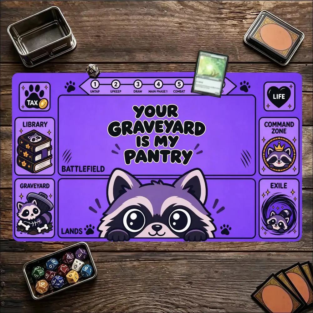 Cute Raccoon Playmat Trading Magic Card Playmat 24