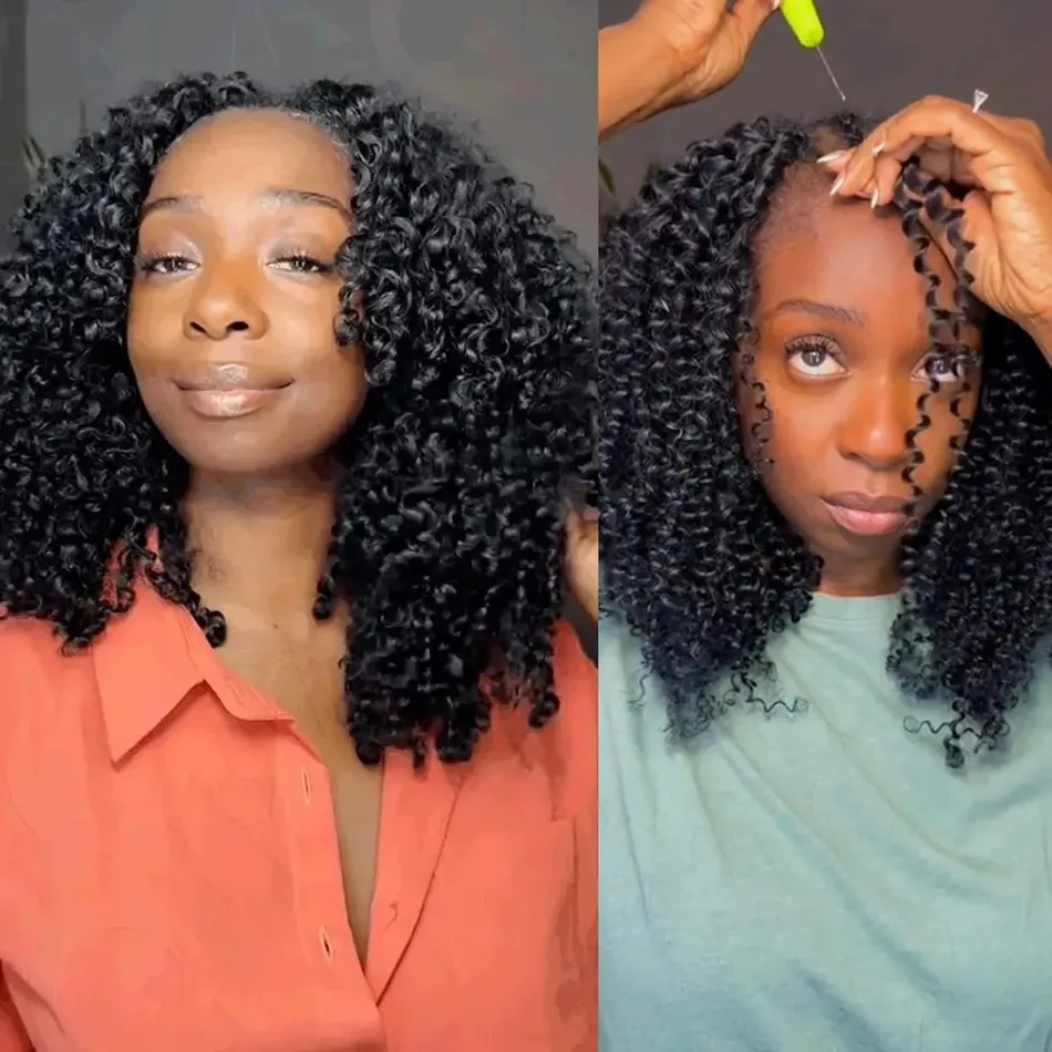 اللوالب الصغيرة مجعد ريشة الكروشيه الشعر جديلة شعر مستعار بشري Knotless غير مرئية قبل فصلها عابث تجعيد الشعر الكروشيه الشعر #5