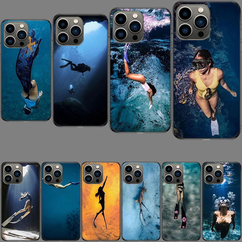 Capa de telefone para mergulho, para iphone 16 15 + pro max 17 air capa 14 plus 16e 13 pro 12 mini 11, capa coq