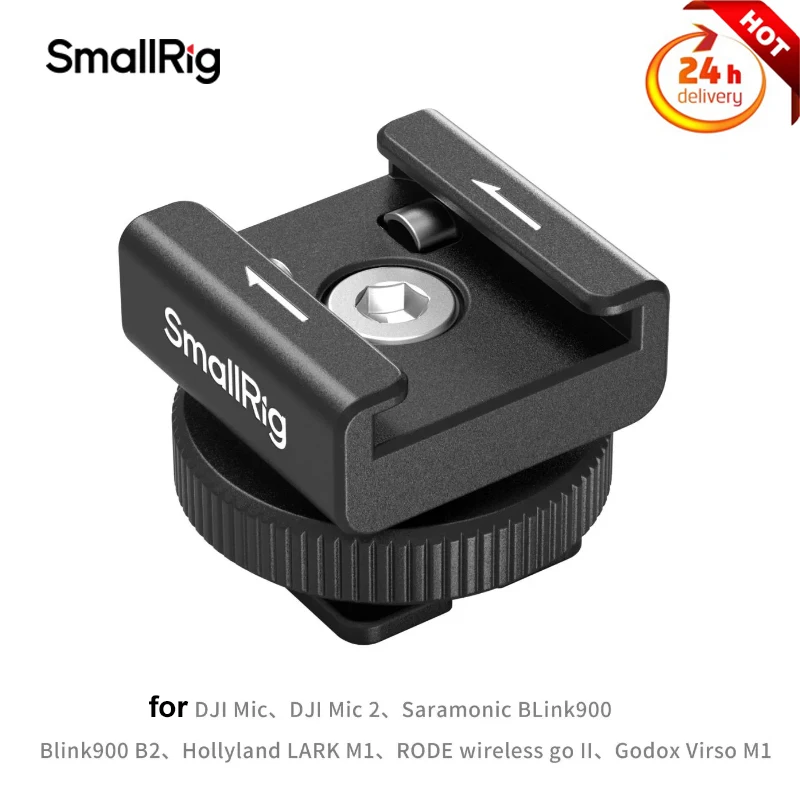 SmallRig Wireless Microphone Support with Cold Shoe Mount Compatible with Hollyland/DJI Mic Wireless Lavalier Microphones 4822