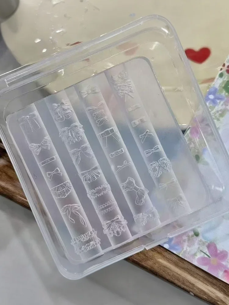 الكرتون 3D سيليكون مسمار العفن DIY القوس تصميم شفافة مسمار قالب مانيكير تصميم أداة مسمار الفن زينة