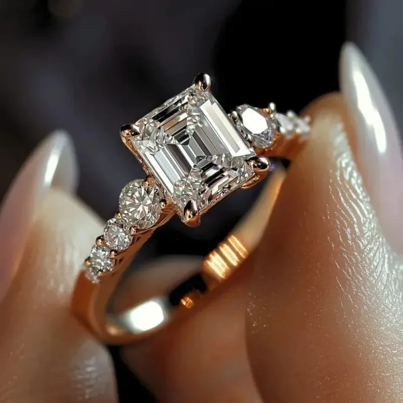 Octagon Shaped Women Ring Fashion Wedding Anniversary Festival Party Versatile Accessories Geometric Shaped Luxury Lady Jewelry