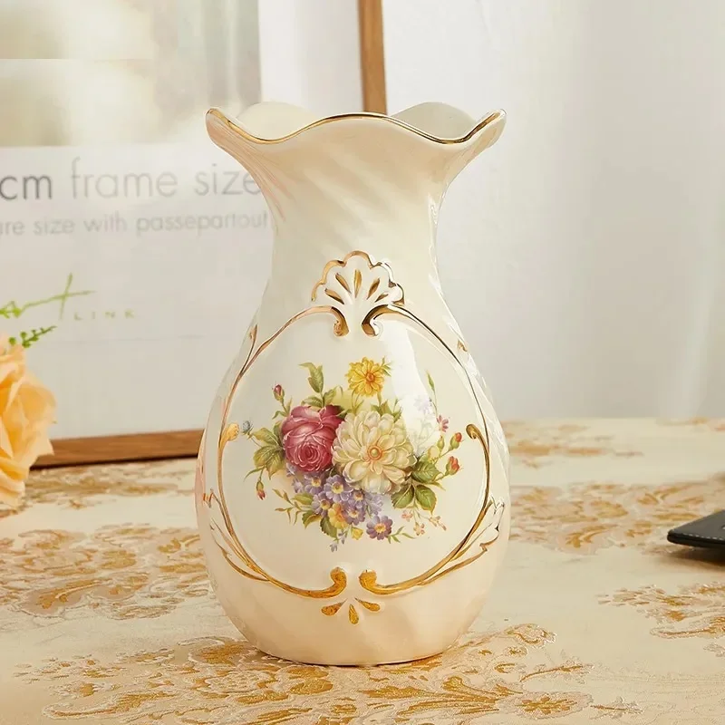 

Ceramic vase 3D Stereoscopic dried flowers arrangement wobble plate living room entrance ornaments home decorations