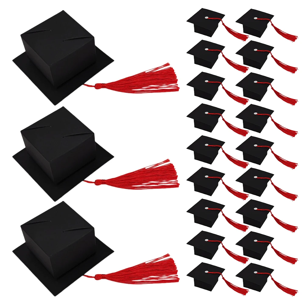 

50 Pcs Candy Box Graduation Decoration Boxes Container Doctor's Hat Holder College Decorations Black Student