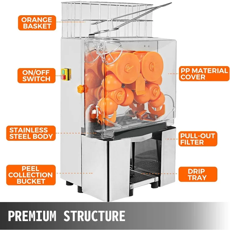 Commercial juicer, 110V juicer, 120W orange juicer, 22-30 times per minute, electric orange juicer