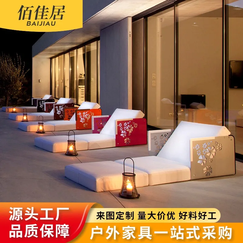 Outdoor Sofa Courtyard Convenient Foldable Garden Villa Stainless Steel Personalized Small Bed Outdoor Furniture Bed