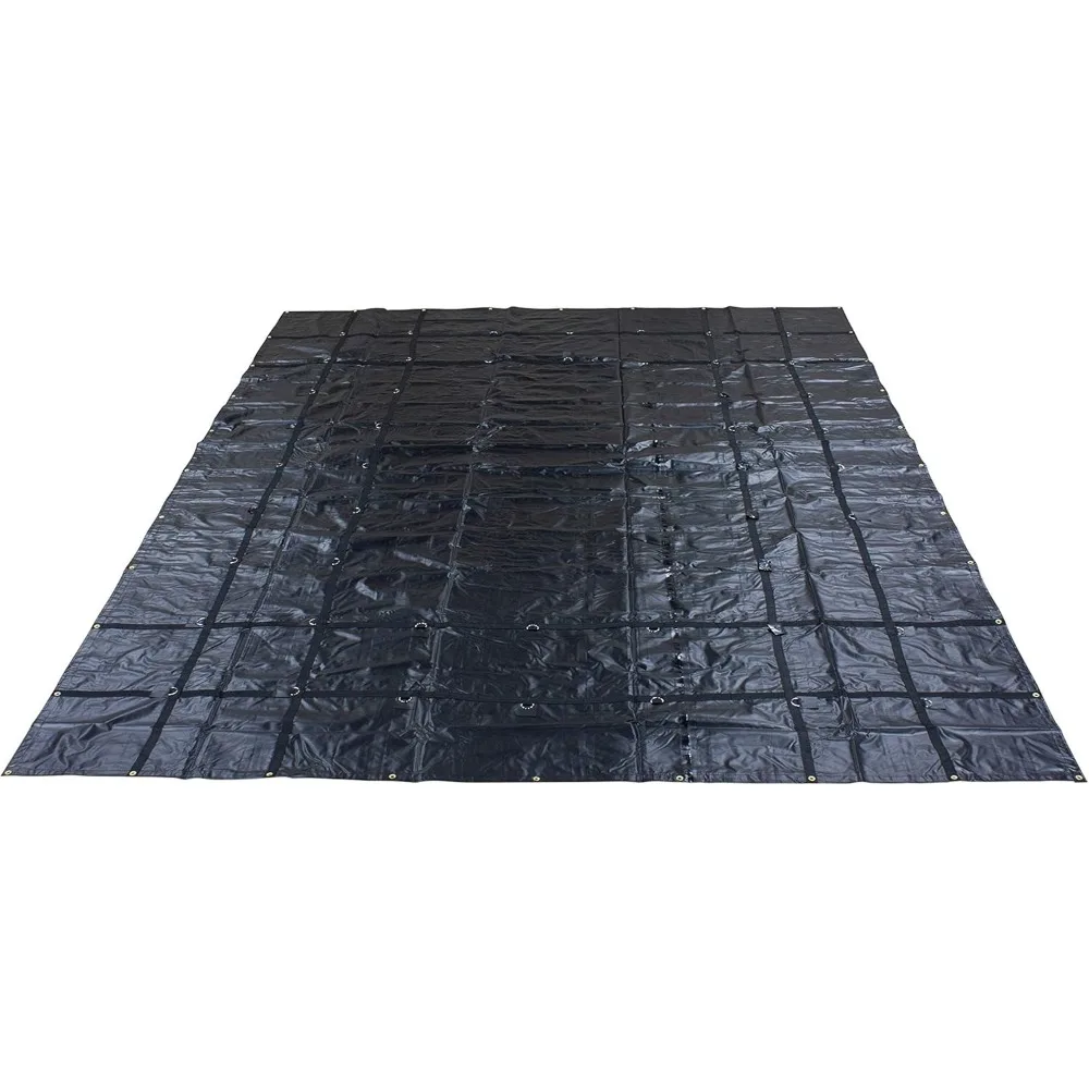 

20' x 18' Black Steel Tarp for Heavy Duty Truck Cargo - 18 Oz Vinly Flatbed Tarps with 6' Drop - Waterproof Tarp
