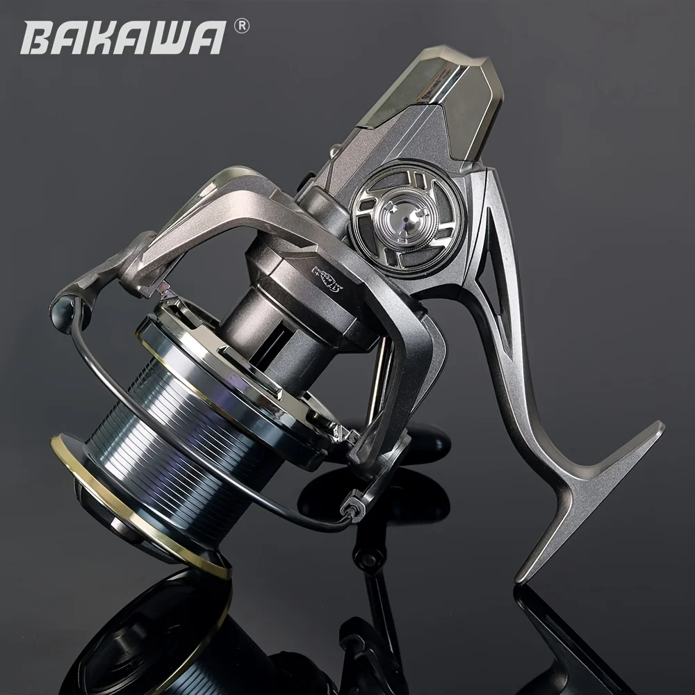 BAKAWA Neue große Spinnrolle Angelrolle 10000 12000 14000 Serie 4,8:1 Max Drag 66 LB Süßwasser-Salzwasser-Angelausrüstung