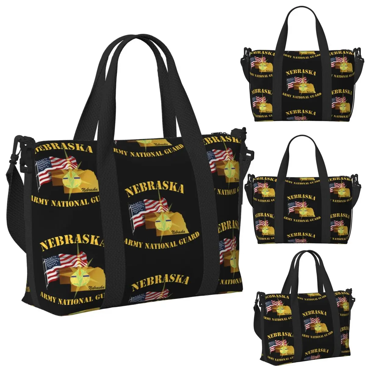 

Nebraska Army National Guard Arny W Flag Beach Travel Bag Large Capacity Tote Bags for Sport Women Shopping Duffle Shoulder Bag