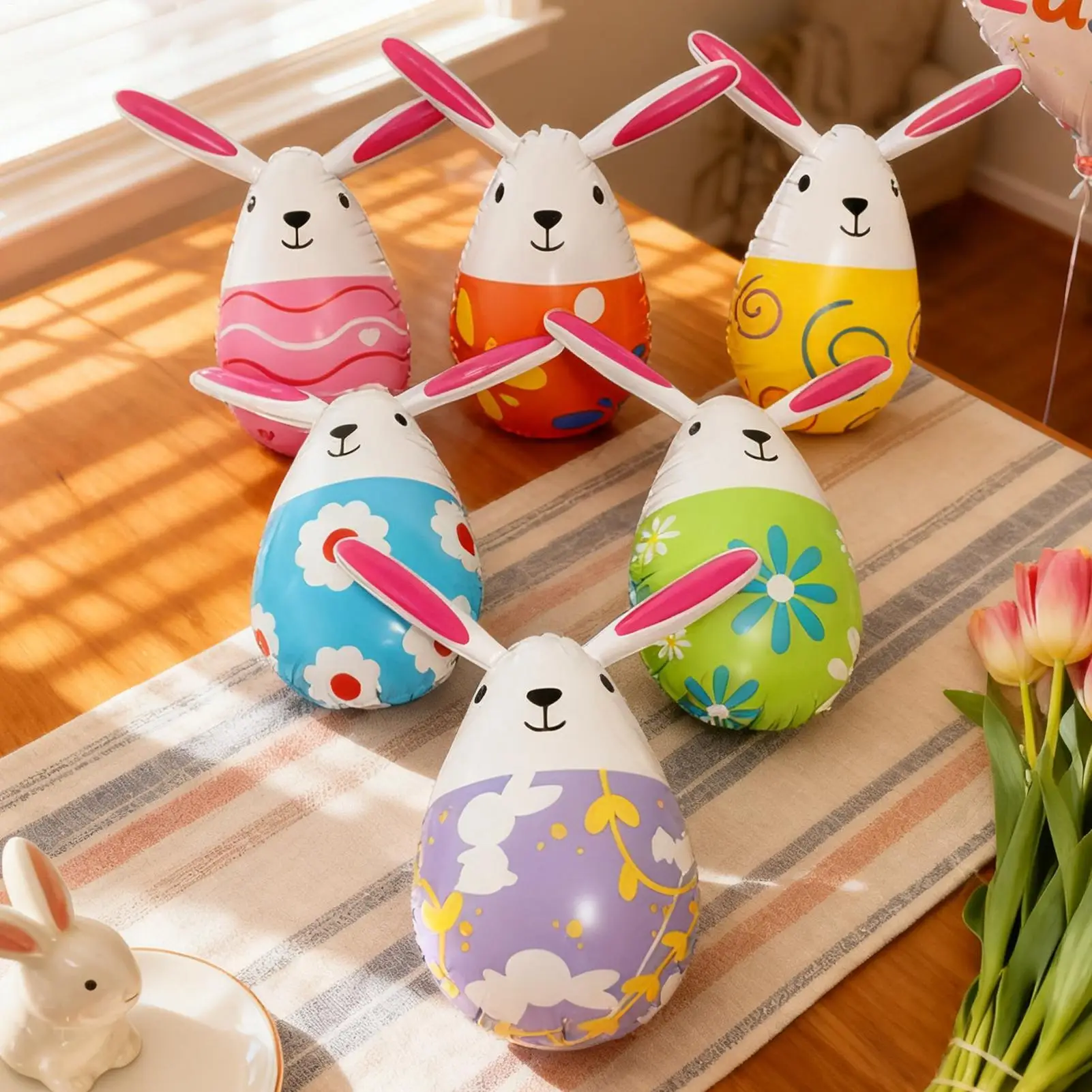 

Набор из 6 надувных кроликов и яиц для Пасхи, игрушки-сувениры для детей, украшения для пасхальной вечеринки 2026, для дома и улицы, для охоты за яйцами