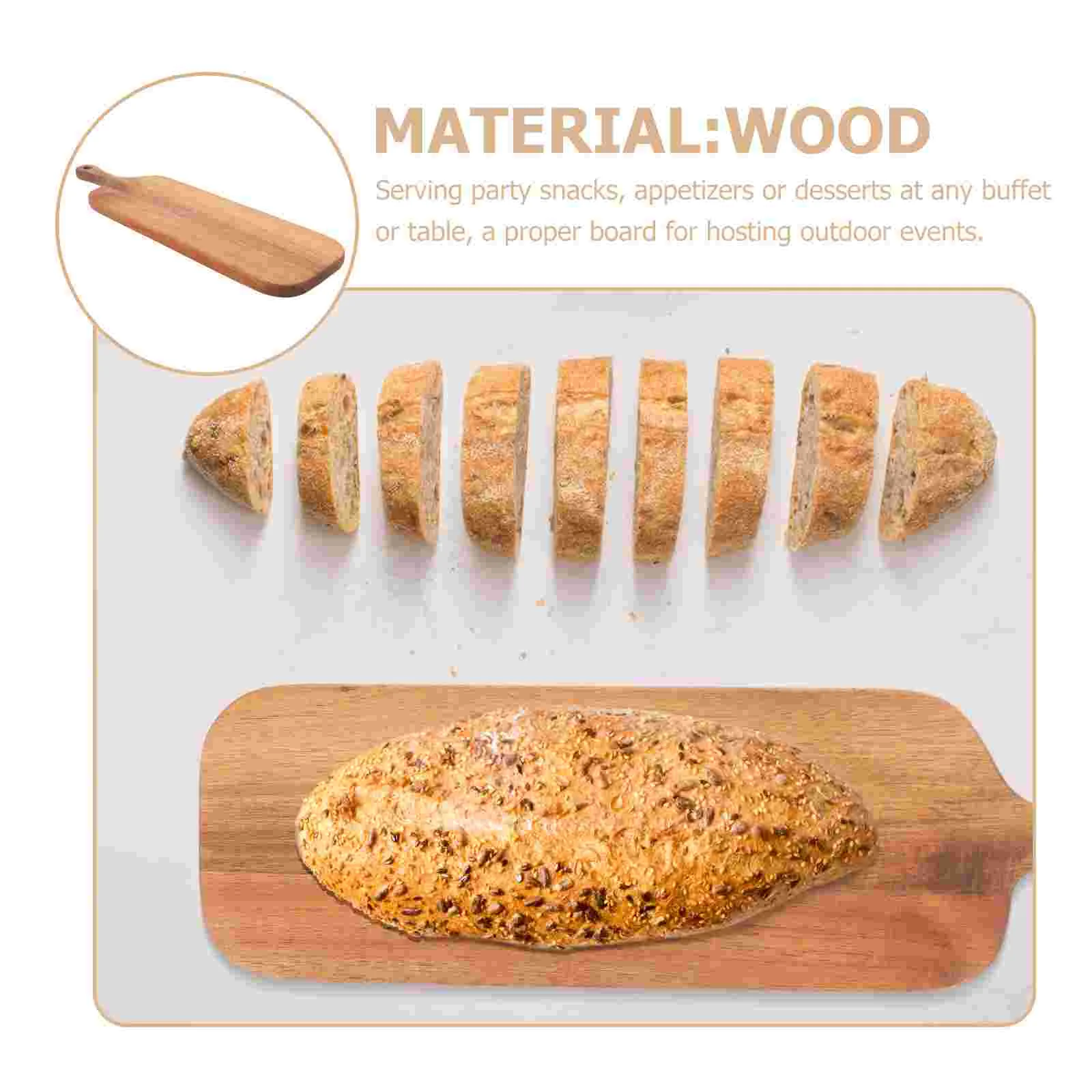 Bread Cutting Board Long-handled Acacia Wood Solid Household Wooden Creative Photo Props Serving Cutlery Tray Platter Turner