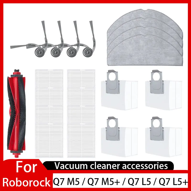 Roborock Q7 M5 / Q7 M5+ / Q7 L5 / Q7 L5+ / Q7 TF / Q7 TF+ / Q7B / Q7T+ Plus Parts Main Brush Filter Mop Cloth Dust Bag