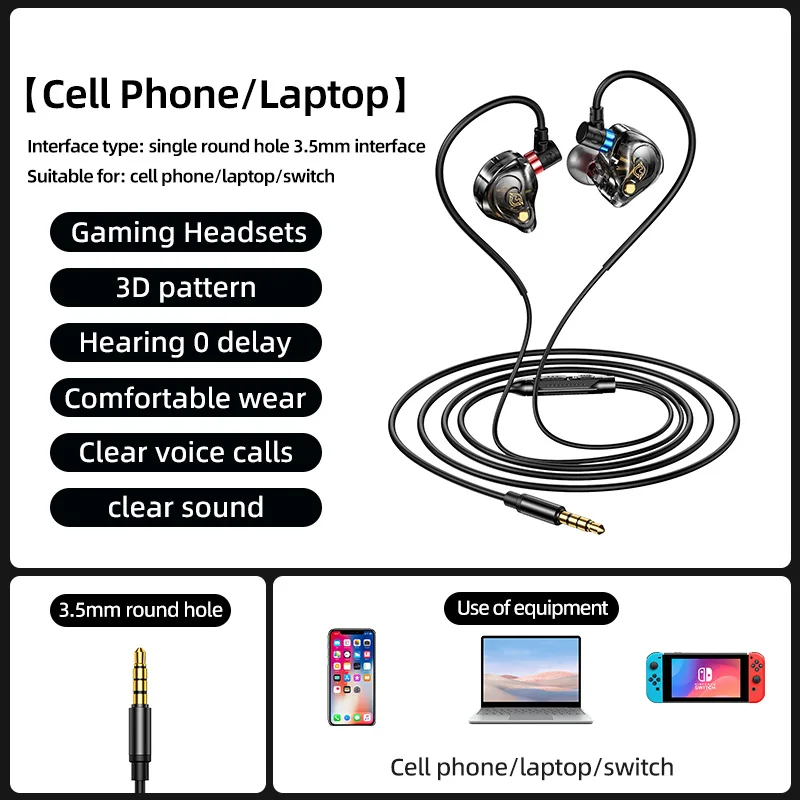 NEW 8D Surround Sound Gaming Earphones Type C&3.5mm Wired In Ear Earbuds Headphones Sports Gamer Headset For Samsung With HD Mic_voghion.com