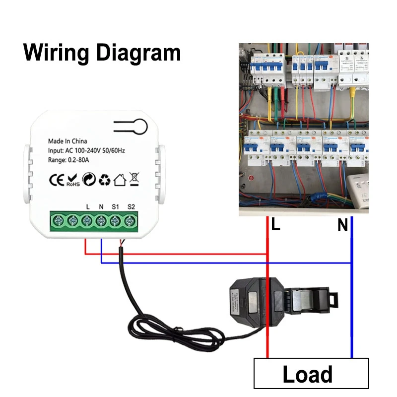 Imagem -02 - Tuya Smart Zigbee Energy Meter 80a Clamp App Monitor Tensão Kwh Consumo de Energia Atual 110v 240v