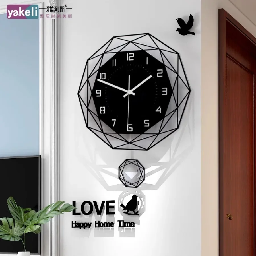 Gift Home Wall Clock Decoration Hand Art Unique Elegant Wall Clock Living Room Wood Number Round Black Modern Wanduhr Room Decor