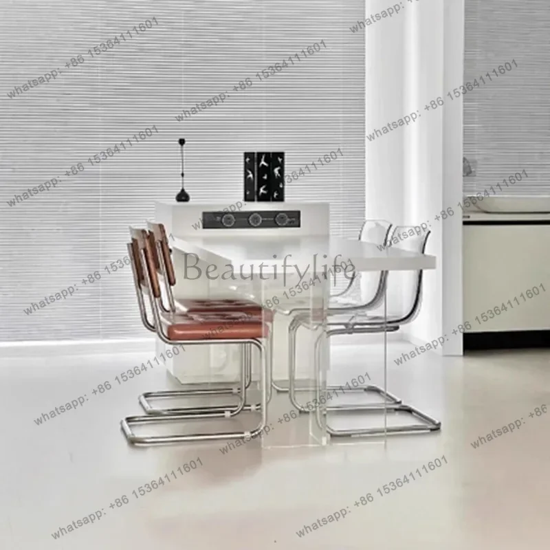 LJY Acrylic Coffee Dining Table Kitchen Designer Restaurant Wood Dining Table Console Conference Extending Mesa Commercial Furni