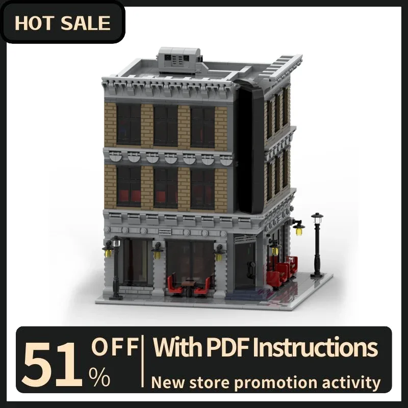 New 3490Pcs City Hot Street View Moc Modular Ed`s Corner Pub Model Building Custom Puzzle Diy Creative Ideas Toys Birthday Gifts