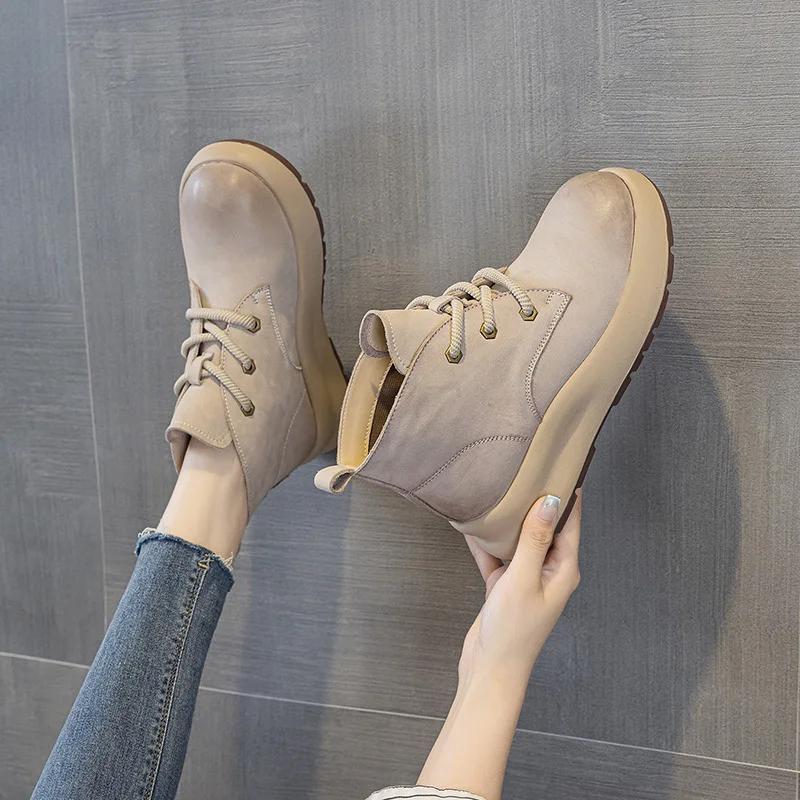 

GKTINOO 2025 Women Chunky Platform Boots Quality Genuine Cow Leather Thick Bottom Wedges Comfort Winter Warm Ankle Boots Women