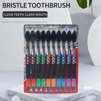10 Pieces Packed Soft Bristle Bamboo Charcoal Black Hair Ultra-Fine Beauty Toothbrush Couple Suit Oral Cleaning Tools