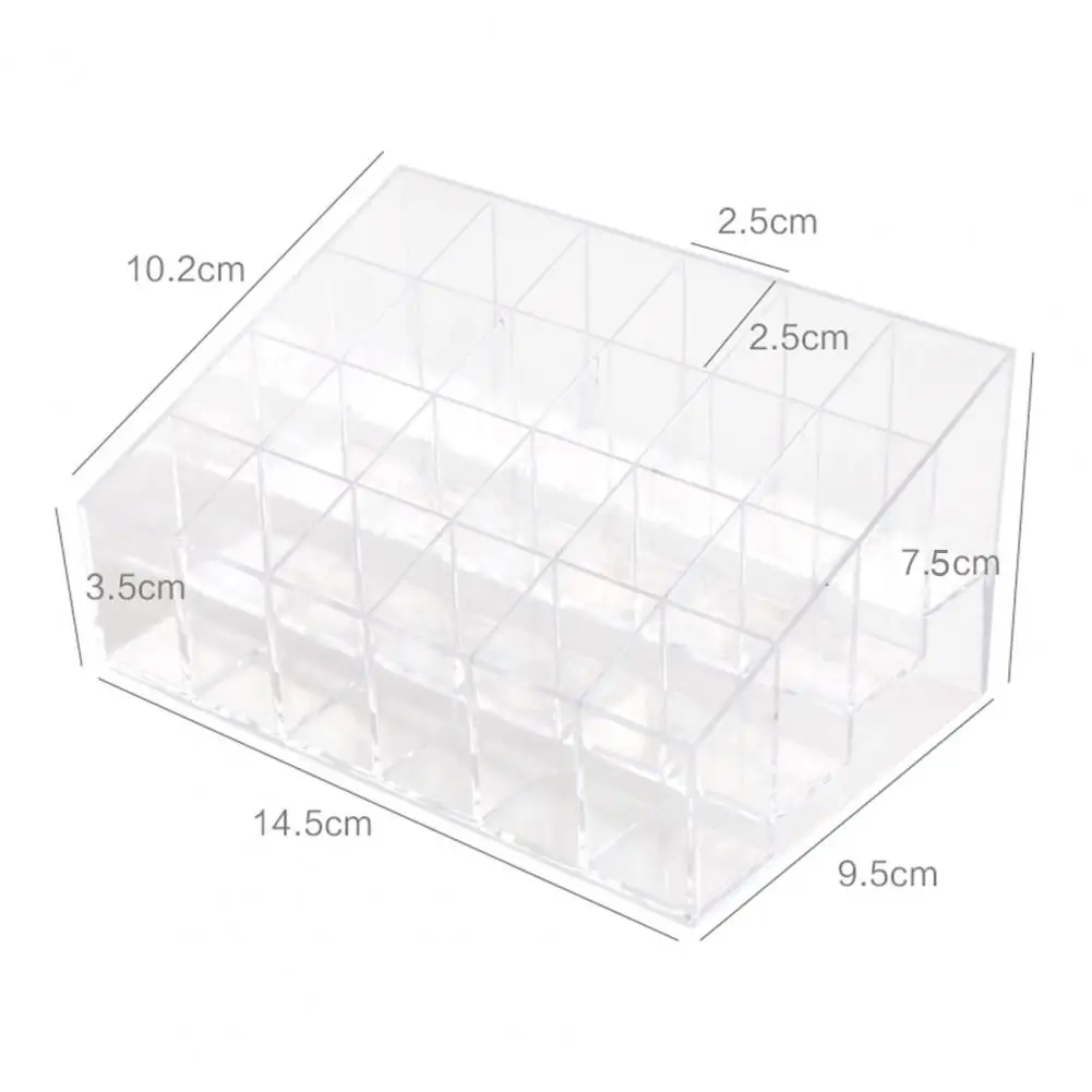 24 Grids Lipstick Holder Transparent Visible Clear Cosmetic Makeup Organizer Container Bedroom Storage Box Display Rack Case