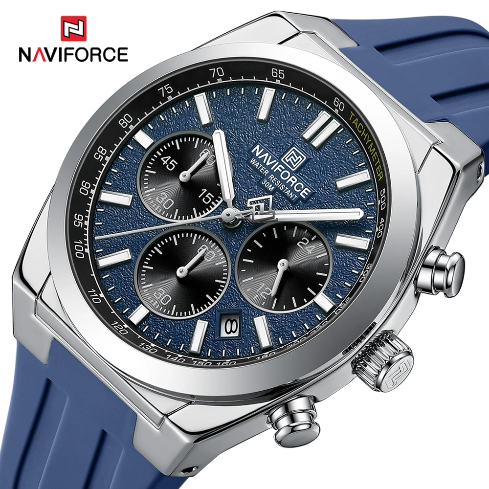 

NAVIFORCE мужские спортивные часы водостойкий силиконовый ремешок часы с хронографом Элитный бренд мужские водонепроницаемые светящиеся кварцевые наручные часы
