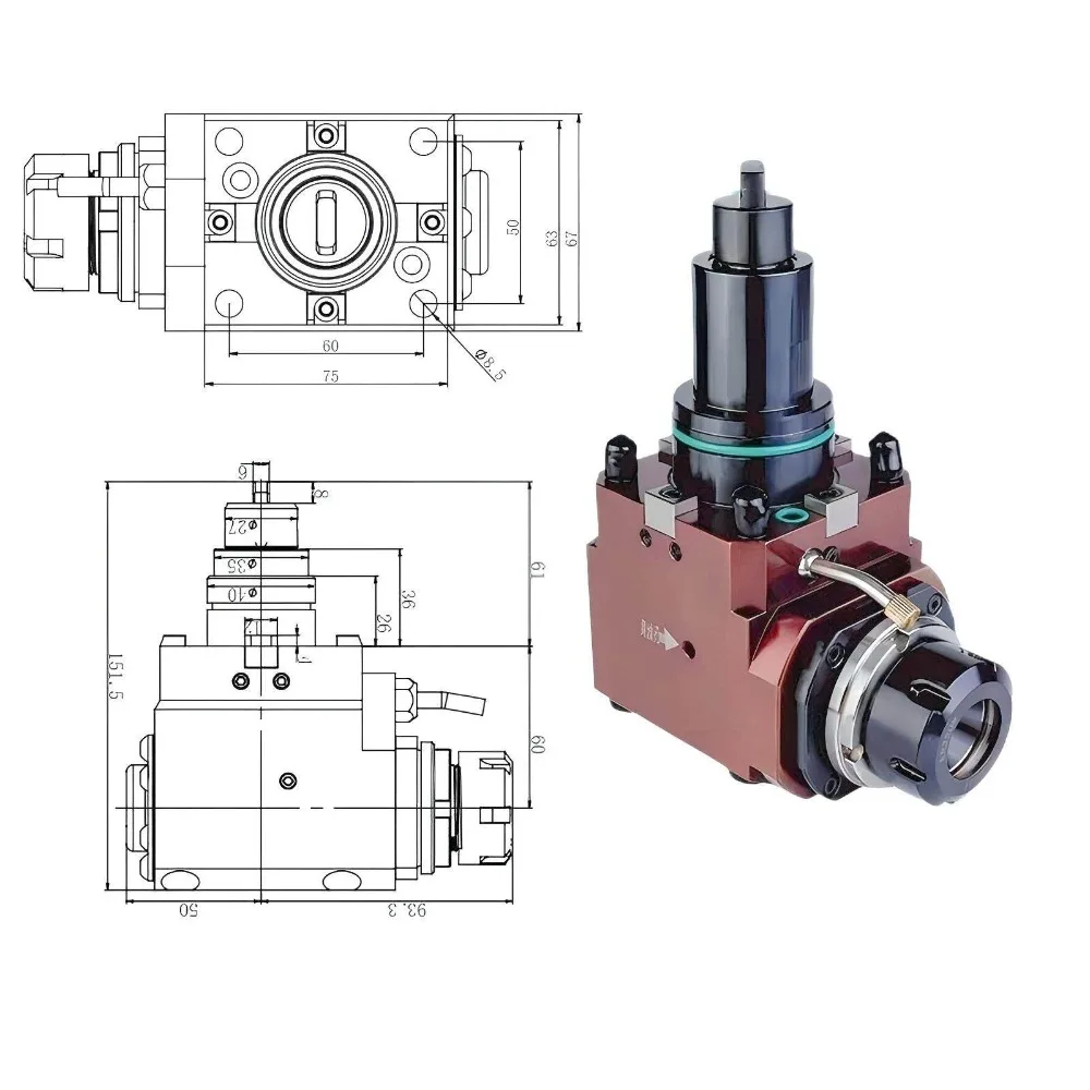 1PC BMT40/45/55/65 Driven Tool Holder CNC Power Lathe Tool for Turn-Mill Machines 0 Degrees, 90 Degrees
