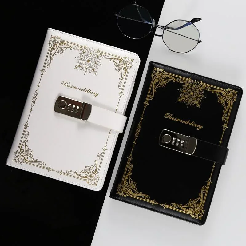 A5 Creative Password Book Stationery Personal Diary Vintage Notebook with Lock School Office Supplies Writing Pads and Journals